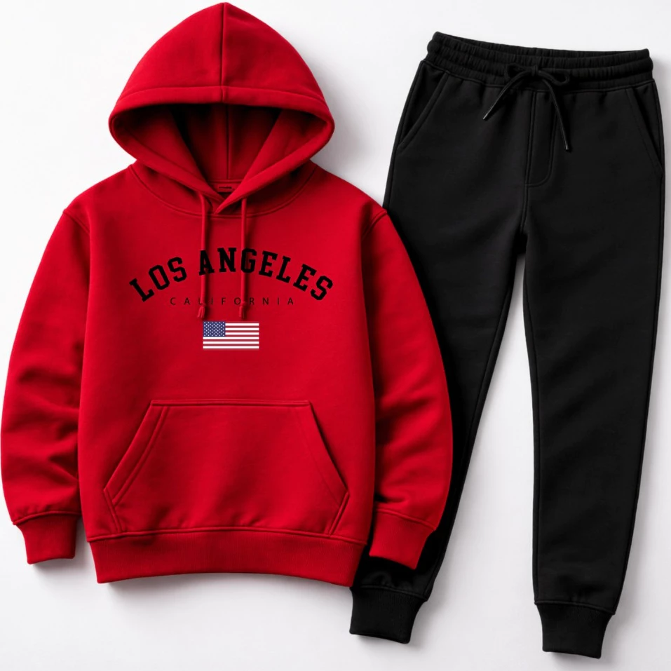 Conjunto Moletom Infantil PREMIUM Flanelado Moletom e Calça Estampado Los Angeles Quentinho Confortável